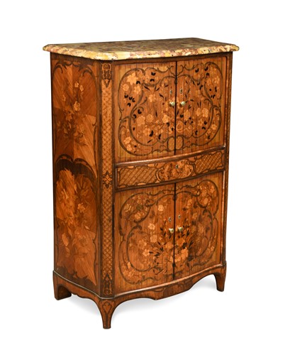 Lot 129 - A Louis XV tulipwood and marquetry secretaire cabinet