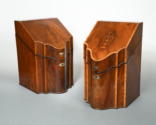 Lot 15 - A George III mahogany and inlaid knife box
