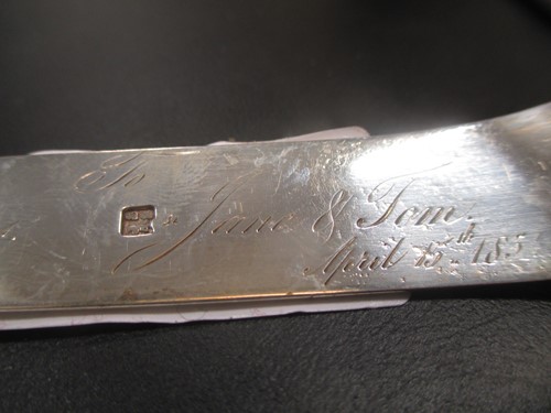 Lot 213 - Three pairs of silver asparagus tongs 16.7ozt...