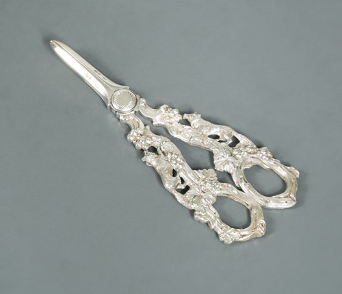 Lot 549 - An unusual and heavy pair of Victorian silver grape scissors