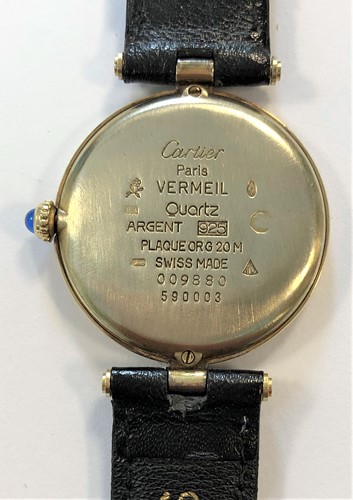 Lot 301 - Cartier - A gentleman's vermeil 'must de Cartier' wristwatch