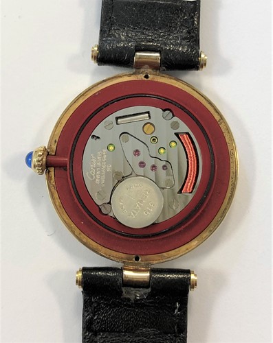 Lot 301 - Cartier - A gentleman's vermeil 'must de Cartier' wristwatch