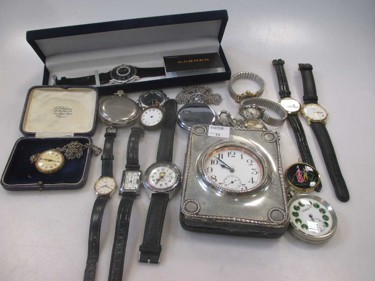 Lot 190 - A silver cased large pocket watch, together...