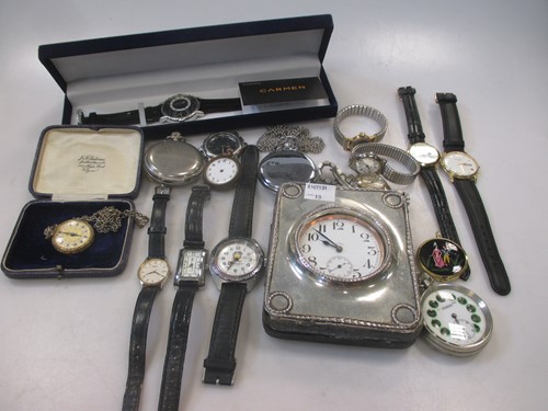 Lot 190 - A silver cased large pocket watch, together...