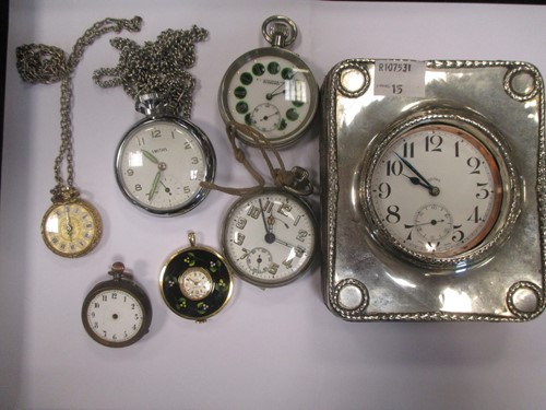 Lot 190 - A silver cased large pocket watch, together...