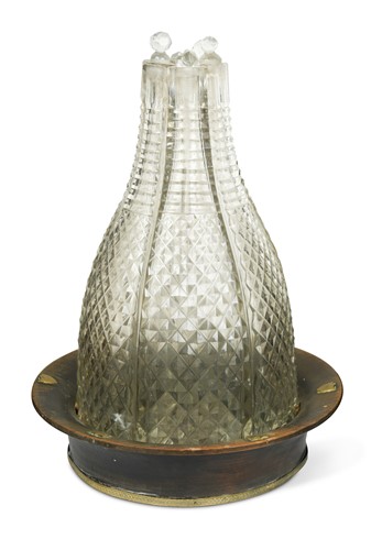 Lot 37 - A set of six cut glass condiment or sauce decanters, late 19th century