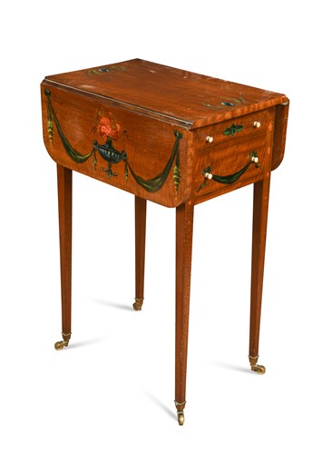 Lot 35 - A painted mahogany drop-leaf table, 19th century