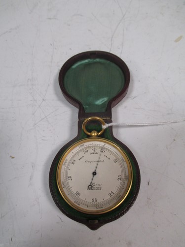 Lot 204 - A small cased barometer 'Payne's Opticians,...