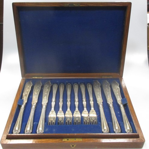 Lot 460 - A set of six silver knives and forks