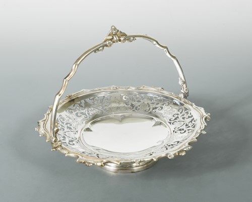 Lot 585 - A Victorian silver swing handled fruit basket