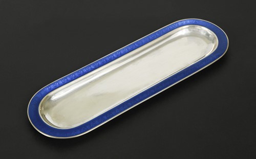 Lot 130 - David Andersen, an early silver and enamel pen tray