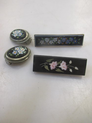 Lot 189 - Micro-mosaic bar brooch and pair of earrings....