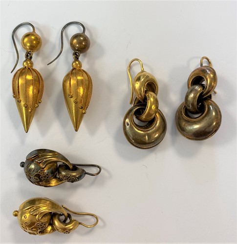 Lot 2 - A trio of hollow earpendants