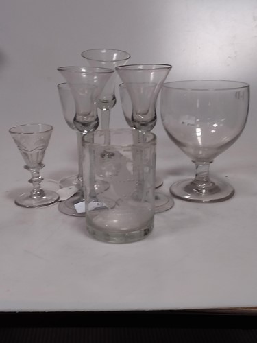 Lot 5 - Small assortment of antique glasses including...