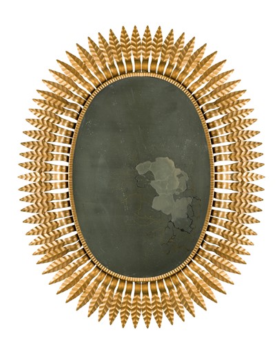 Lot 258 - A large Mid-Century gilt metal sunburst mirror