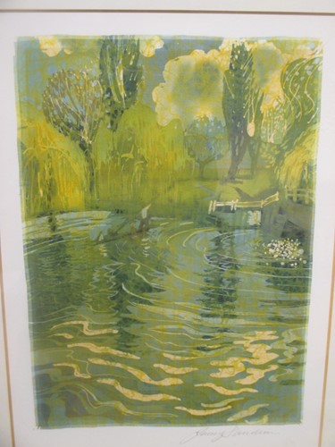 Lot 362 - Local artists: Two modern silk batik views by...