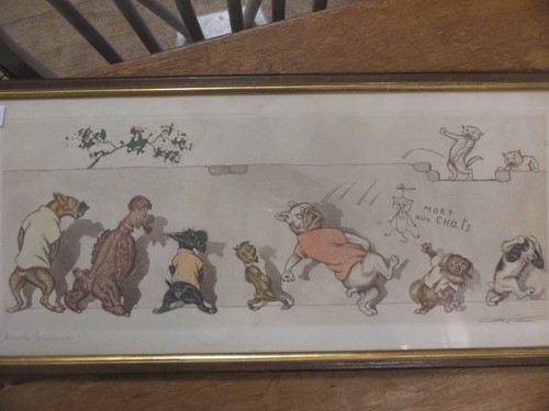 Lot 359 - A comical coloured etching by Boris O'Klein,...