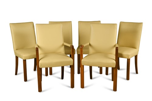 Lot 214 - A set of six Heal's Art Deco walnut framed dining chairs