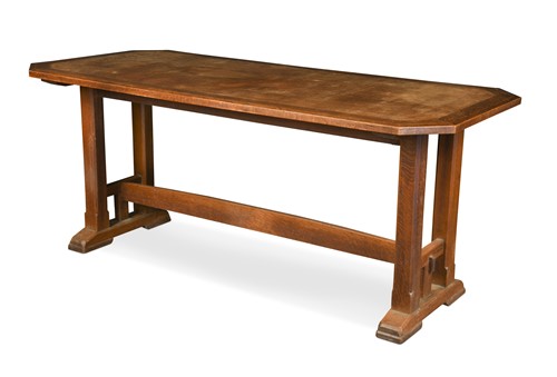 Lot 185 - Paul Matt for Brynmawr, an Arts & Crafts oak 'Tre-Tower' dining table