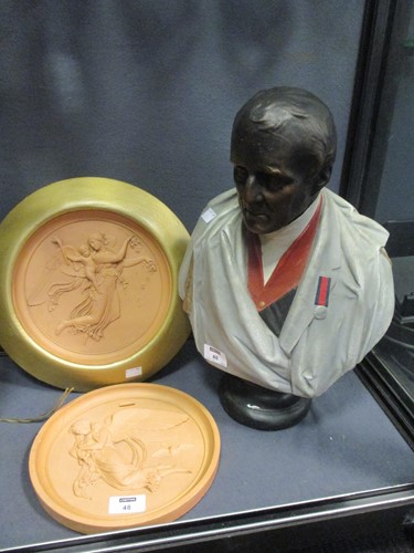 Lot 48 - Two circular Copenhagen neoclassical plaques,...