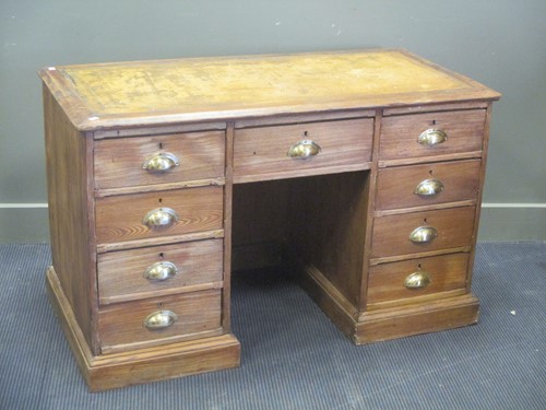 Lot 433 - An ask and oak twin pedestal desk, early 20th...