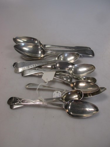 Lot 249 - Two George III bright cut silver teaspoons,...
