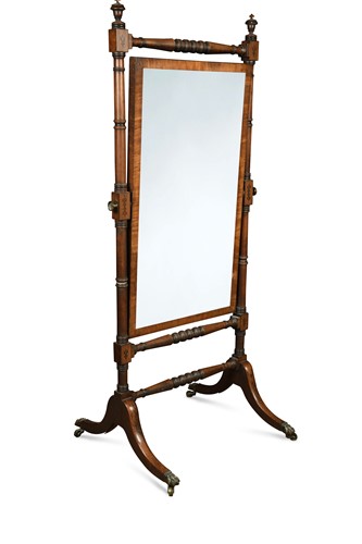 Lot 134 - A Regency mahogany cheval mirror