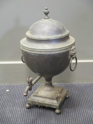 Lot 97A - A 19th century copper urn shaped samovar with...