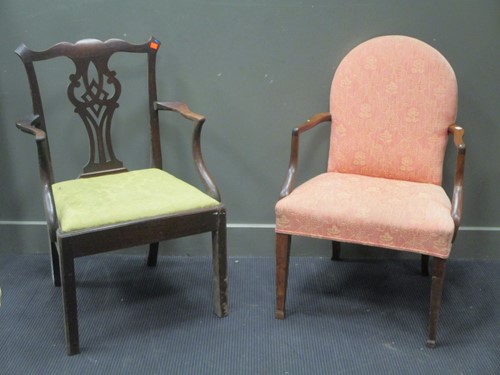 Lot 448 - A mahogany Chippendale style dining chair and...