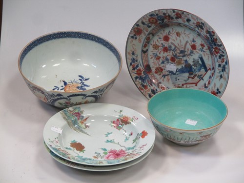 Lot 44 - A pair of 18th century Chinese plates; another...