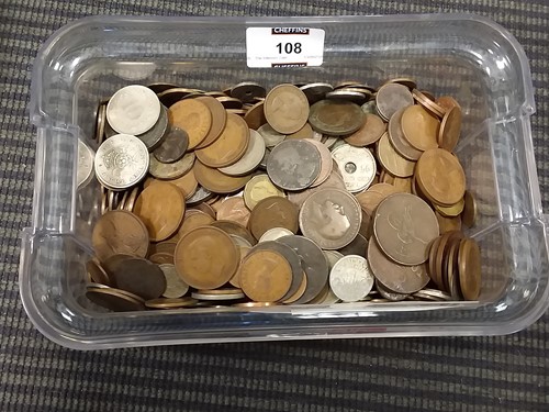 Lot 108 - A mixed box of assorted world coinage, varying...