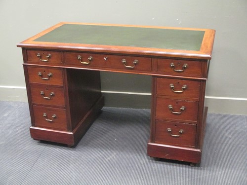 Lot 388 - A late Victorian mahogany twin pedestal desk...