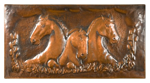 Lot 153 - A large equestrian embossed copper plaque