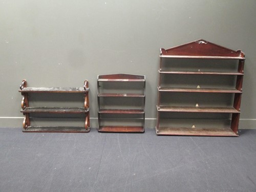 Lot 481 - Three sets of 19th century open hanging shelves