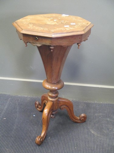 Lot 434 - A Victorian walnut trumpet work table with...