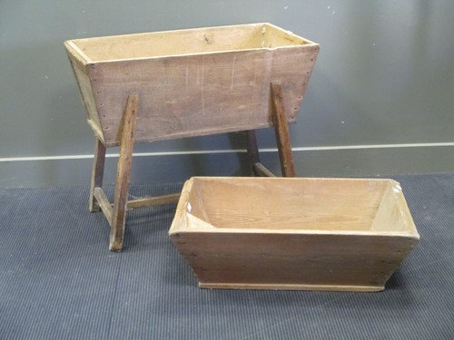 Lot 439 - A 19th century elm dough bin on stand and another