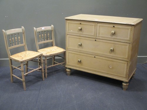 Lot 456 - A Victorian painted chest of drawers 93 x 141...
