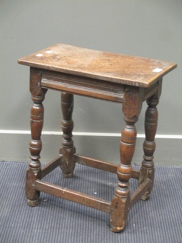 Lot 460 - An oak joint stool, probably 18th century