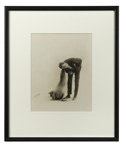 Lot 272 - A set of three early 20th century American photographs of a sea lion trainer, circa 1930
