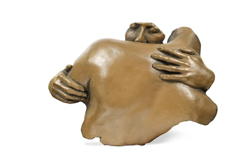 Lot 100 - A contemporary bronzed moulded wall relief of an embrace