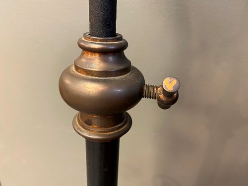 Lot 142 - An Arts & Crafts copper and wrought iron standard lamp in the manner of W/.A.S Benson