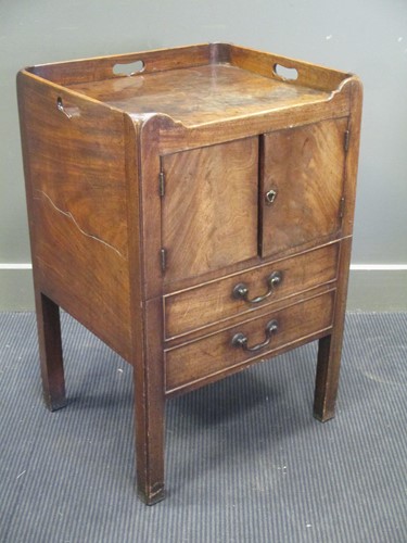 Lot 510 - A George III mahogany bed side tray top night...