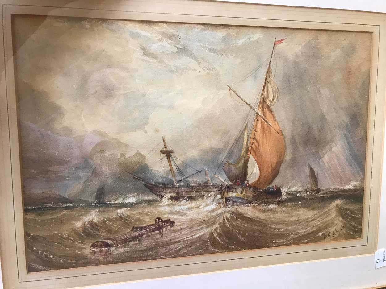 Lot 209 - Pictures: a marine scene with sailing boats in...