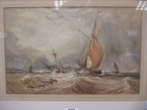 Lot 209 - Pictures: a marine scene with sailing boats in...