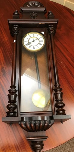Lot 410 - A 19th century Vienna type wall timepiece with...