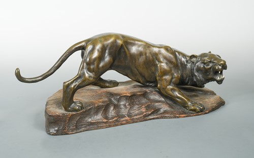 Lot 26 - A Japanese bronze model of a roaring tiger