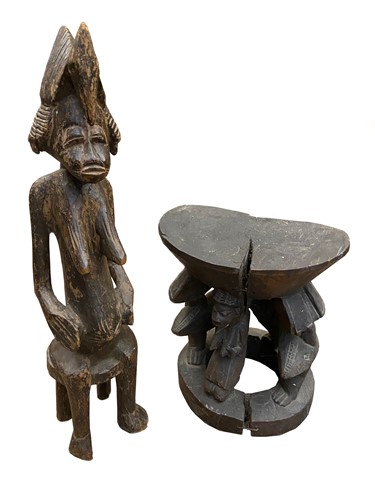 Lot 352 - An African tribal stool with oval seat