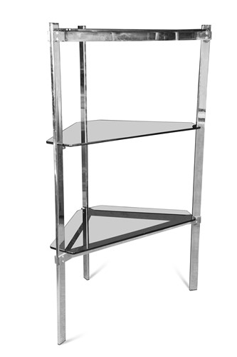 Lot 261 - A set of free-standing chrome and smoke glass open shelves