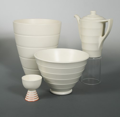 Lot 35 - Keith Murray for Wedgwood, a collection of Moonstone glazed wares