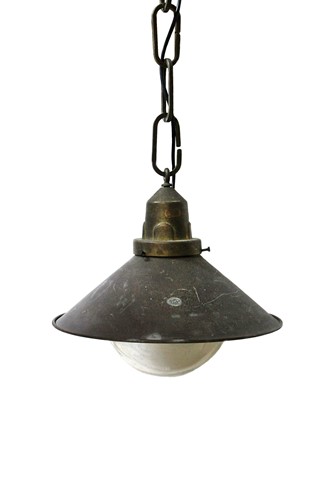 Lot 237 - An Industrial style brass pendant light